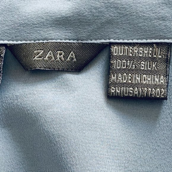 100% Silk Blouse in Pale Slate Blue Gray - Picture 4 of 5